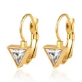 Élégantes boucles d'oreilles en acier doré avec un cristal transparent en forme de triangle - Triangle Zirconia (Clip)(16) / Or