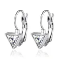 Boucles d'oreilles dormeuses en acier inoxydable avec pierres de zircone triangulaires - Triangle Zirconia (Clip)(16) / Acier