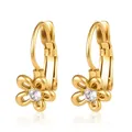 Clips d'oreilles fleur en acier inoxydable doré avec zircone pour oreilles non percées - Fleur à 5 Pétales Zirconia Cœur (Clip) / Or