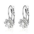 Boucles d'oreilles clips fleurs élégantes en acier inoxydable argenté avec perle - Marguerite Perle Artificielle (Clip)(18) / Acier