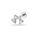 Κομψό σκουλαρίκι labret από ανοξείδωτο ατσάλι με πεταλούδα και λαμπερά ζιργκόν. - Στυλ Γεωμετρικού Φιόγκου (2688-3#) / Ασημί