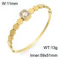 Eleganter goldener geometrischer Sechskant-Armreif mit funkelndem quadratischem Kristall - Gold Weiß Quadrat Strass (KB216254-SP)