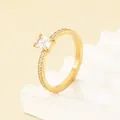 Elegant gold plated stainless steel ring with rectangular clear stone and pavé band - Size 7 / Gold - Square White Rhinestone Inlaid