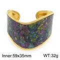 Gold-plated titanium steel cuff bracelet with colorful iridescent oil painting texture - 59x35mm