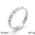 Minimalist 3mm stainless steel gear ring with silver mechanical saw tooth pattern texture - Size 6 / Gear Pattern Silver Style (KR91543-GC) / Silver