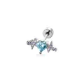 Elegante hartvormige blauwe zirkoon kraakbeen piercing met paarse stenen in titanium - Lichtblauw