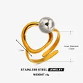 Tweekleurige roestvrijstalen wikkelring met zilveren kraal en verstelbare gouden ringband. - Tweelaagse Dubbele Lijn Kraal Stijl (ZN2810G-2) / Verstelbaar Open