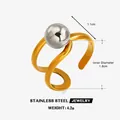 Tweekleurige roestvrijstalen spiraalring met zilveren kraal, minimalistisch open design - Tweelaagse Wikkelkraal Stijl (ZN2811G-2) / Verstelbaar Open