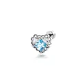 Boucle d'oreille cartilage élégante en forme de cœur avec zircon bleu et dentelle - Bleu clair