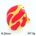 Anillo abstracto de acero inoxidable chapado en oro con esmalte rojo para mujer - Talla única / Estilo con Patrón Rojo (KR116247-SP)