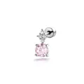 Elegante pendiente de titanio con racimo de flores de circón rosa para oreja. - Rosa Claro