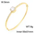 Elegant 18K gold-plated titanium steel bangle with a square-cut rhinestone centerpiece - Gold