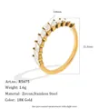 18K gold plated stainless steel ring with marquise cut zircon stones for women - Gold - Marquise White Zirconia (R5675_GE)
