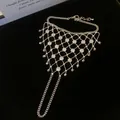 Close-up of elegant silver hollow mesh slave bracelet with finger ring on black velvet - 4# Bracelet