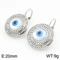 Boucles d'oreilles œil porte-bonheur en acier inoxydable avec bordure en strass - Style Circulaire Mauvais Oeil (KE122427-KC) / 20mm / Acier