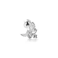 Pendiente para cartílago con alas de ángel y estrella con circonita en color plata - Blanco