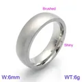6mm stainless steel ring with a brushed exterior and a shiny polished interior - Brushed Outer Polished Inner Domed (KR91797-GC)