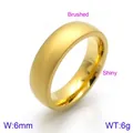 Gold stainless steel brushed ring with 6mm width and shiny inner band - Brushed Outer Polished Inner Domed (KR91798-GC)
