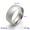 8mm stainless steel band ring featuring brushed exterior and shiny interior finish - Brushed Outer Polished Inner Domed (KR91799-GC)
