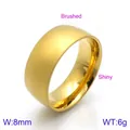 Gold stainless steel ring with brushed exterior and polished interior, 8mm width - Brushed Outer Polished Inner Domed (KR91800-GC)