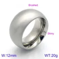 12mm wide stainless steel ring featuring brushed exterior and shiny polished interior. - Brushed Outer Polished Inner Domed (KR91801-GC)