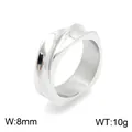 Bague large 8mm en acier titane torsadé avec finition argent poli, poids de 10g. - Argent