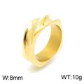 Bague torsadée de 8 mm en acier titane doré avec un design en spirale unique pour hommes et femmes - Or