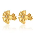 Elegante mattgoldene Blumen-Ohrstecker aus Edelstahl mit schimmernden Zirkonia-Steinen - Blumenstil 1 / Gold
