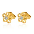 Elegante goldene Blumenohrstecker aus Edelstahl mit funkelndem Zirkonia im Zentrum - Blumenstil 6 / Gold