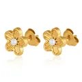 Elegante goldene Blumenstecker mit Perlenmitte aus hochwertigem Edelstahl gefertigt - Blumenstil 8 / Gold