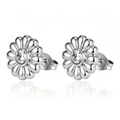 Minimalistische silberne Blumen-Ohrstecker aus Edelstahl mit feinem Zirkonia-Inlay - Blumenstil 3 / Silber