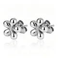 Elegante silberne Blumenohrringe aus Edelstahl mit zentralem Zirkonia für Damen - Blumenstil 4 / Silber