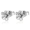 Blumenohrstecker aus silberfarbenem Edelstahl mit funkelndem Zirkonstein für Damen - Blumenstil 5 / Silber