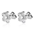 Elegante silberne Blumen-Ohrstecker aus Edelstahl mit Perle in der Mitte für modebewusste Damen - Blumenstil 8 / Silber