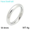 Polished 4mm 304 stainless steel plain band ring for men and women daily fashion style - Size 6 / Polished Plain Band Style (KR116265-GC) / Silver