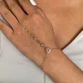 Gedetailleerd overzicht van 18k vergulde hartketting ringarmband met zirkoon - Goud-Meerkleurig