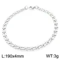 Sleek stainless steel music note chain link bracelet for women in a polished silver finish - 190mm x 4mm / Silver