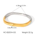 Detailansicht eines zweifarbigen Edelstahl-Armreifs mit 6,38 cm Durchmesserangabe - Zweifarbig Gold & Silber Stil (HC-B20514-GS)