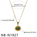 Collier en acier inoxydable doré avec pendentif rond en nacre et dimensions précises - Style Rond (NB-N1927) / Or