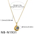 Élégant collier croissant de lune en acier inoxydable doré avec incrustation d'abalone - Style Croissant de Lune (NB-N1931) / Or