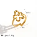 Adjustable 18K gold plated stainless steel ring featuring a hollow flower design - Hollow Cloud Pattern Style (TR4499)