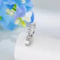 Elegant silver hoop earring with single round diamond dangle for cartilage piercing. - Single Stone Pendant Style (A1643-1) / Single Piece