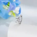Silver small flower hoop earring with clear CZ stones for cartilage piercing variant - Small Flower Style (A1643-2) / Single Piece