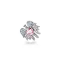 Y2K sweet cool style titanium alloy heart piercing earring with sparkling crystal wings - Pink (Single Piece)