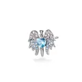 Sparkling Y2K winged heart cartilage earring with blue heart crystal and titanium post - Light Sea Blue (1 Pc)