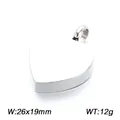 Stainless steel heart pendant with 26x19mm dimensions and 12g weight - Silver