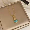 Elegant 18k gold plated necklace featuring a turquoise and zircon gourd pendant - Gourd Pendant / Gold-Blue