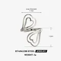 Bague ajustable en acier inoxydable avec design double cœur évidé - Double Cœur Enveloppant / Acier