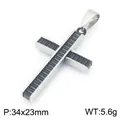 Colgante de cruz minimalista de acero inoxidable con ranuras verticales, 5,6g, 34x23mm - Colgante Solo (Sin Cadena) (34x23mm) / Plateado y Negro (KP119487-HR)