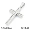 Colgante de cruz minimalista de acero de titanio plateado con ranuras 34x23mm - Colgante Solo (Sin Cadena) (34x23mm) / Estilo Plateado (KP119488-HR)